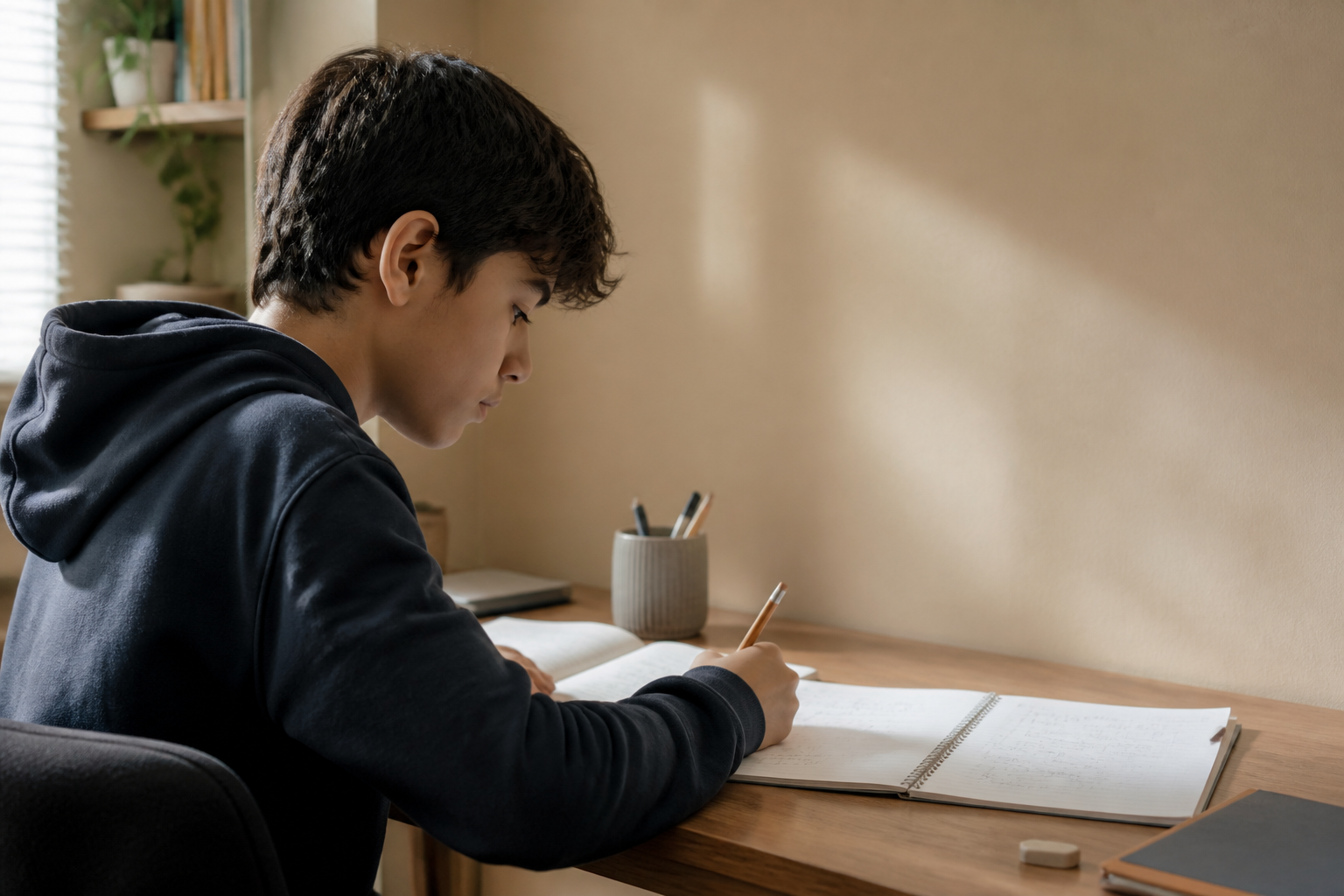 Student studying at a desk